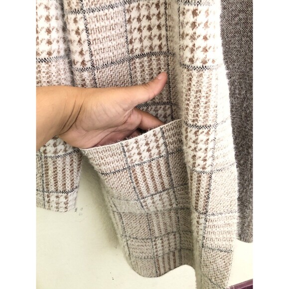 Passports Women’s Plaid Duster Cardigan Small Open Front Pockets Longline Soft - Picture 5 of 8